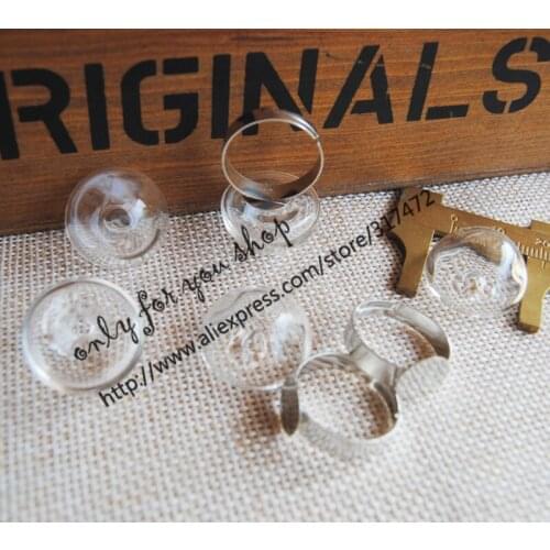 5pcs 20MM Half Round Glass bubble pendant glass vial pendant DIY glass liuqid rings new