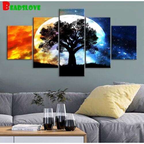 5 piece rhinestone pictures diamond diamond Giant black Trees painting 3d diy handmade,full square round diamond embroidery
