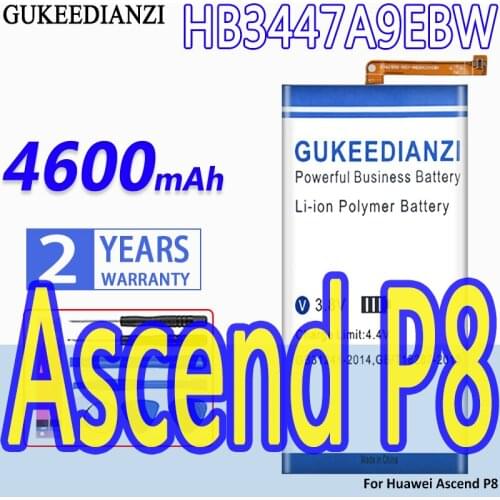 High Capacity GUKEEDIANZI Battery HB3447A9EBW 4600mAh For Huawei Ascend P8