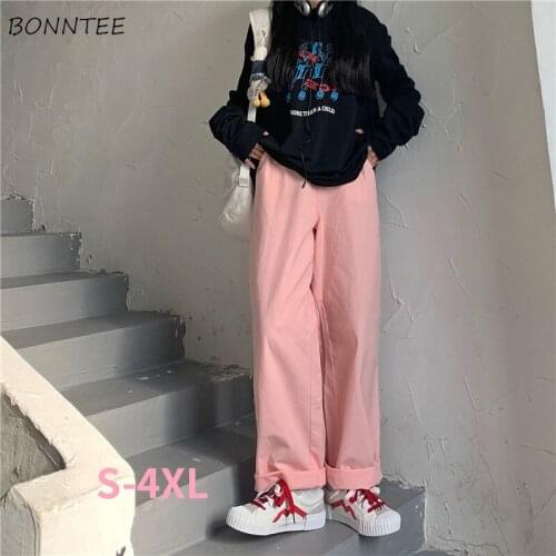 Pants Women Ulzzang Oversize Simple Streetwear College Basic Fashion Harajuku Female Loose Spring Trousers Solid Couple Chic Ins