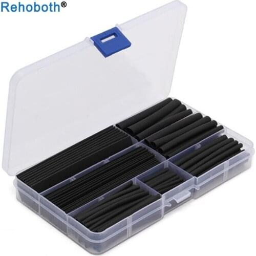 150 pcs/lot Black Heat Shrink Tubing 2:1 Black Tube Car Cable Sleeving Assortment Wrap Wire Kit with Polyolefin Tub