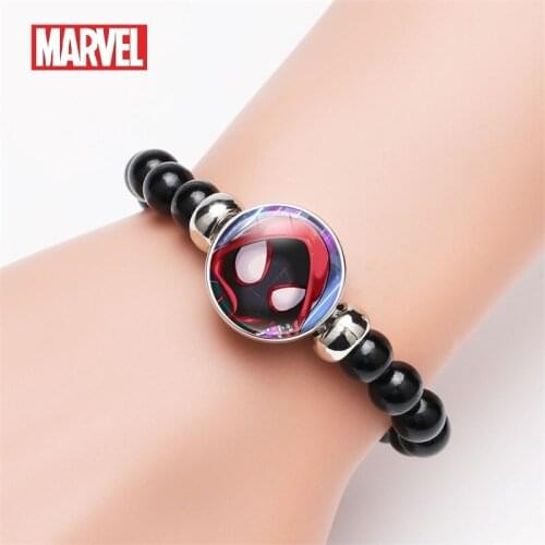 Disney Spiderman Beaded Chain Bracelet Childrens Cartoon Marvel Gem Pendant Boys Cosplay Bracelet Kids Birthday Christmas Gifts