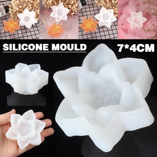Newest Lotus Flower Shape Mold Epoxy Resin Casting Mould 3D Silicone Mold Crafts Decoration Tool DIY Candle Soap Making Mold