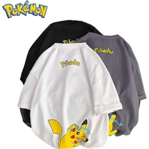 Pokemon Pikachu Anime Short-sleeved T-shirt Half-sleeved Top Summer Men and Women Fashion Loose Student Design Sense Wild New