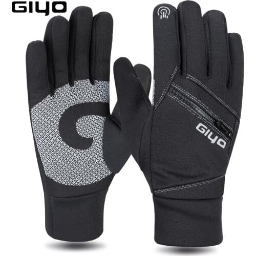 Giyo Winter Warm Men Women Bicycle Long Finger Gloves Cycling Thermal Fleece Full Finger MTB Road Bike Touch Screen Mittens