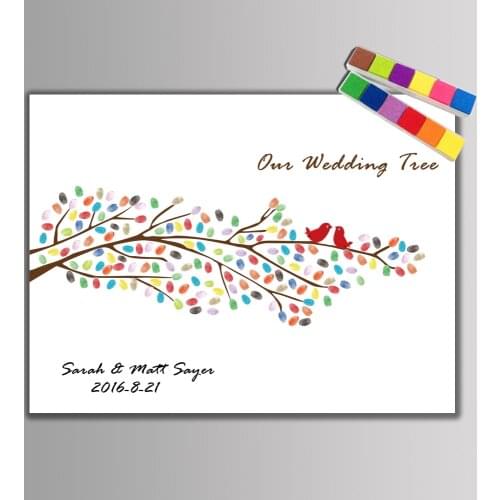 Hot Sale DIY 50*70cm Wedding Tree Signature Guest Books Anniversary Gift Ceremony Party Decorative Fingerprint Canvas Painting