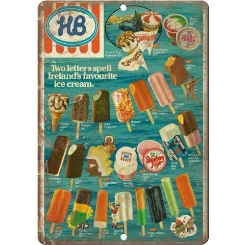 HB Ice Cream Ireland Menu Dessert Treats Vending Rustic Retro Metal Sign 8 x 12