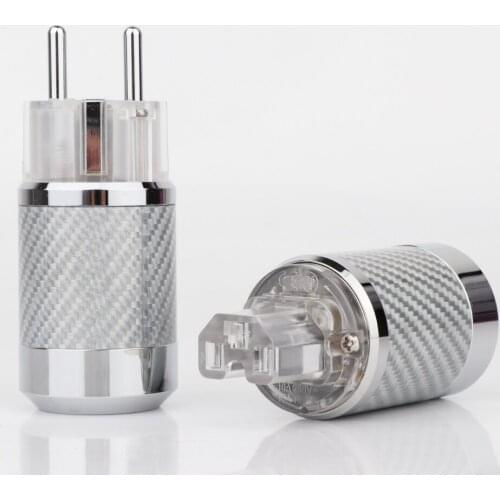 Hi-End WCF2-TER Carbon Fiber Rhodium Plated EU Mains Power Connector Female IEC Plug