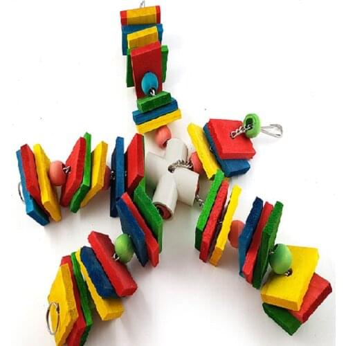 LHXMAS PET TOYS Large, medium and small parrot color building blocks bite toy Colorful bite string ladder climbing ladder