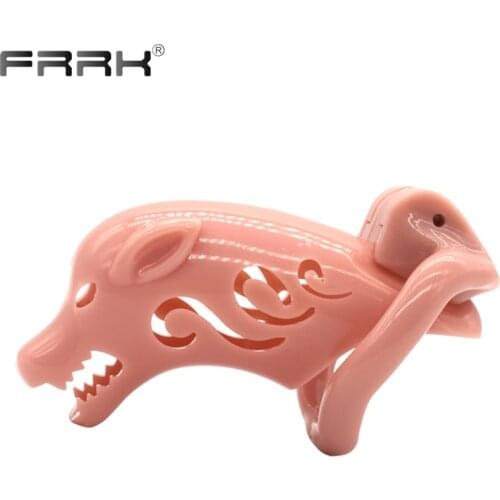 FRRK Cub Shaped Penis Cage Animal Cock Rings Resin Chastity Bondage Device for Male Plastic Adults Toys Mens Sex Products