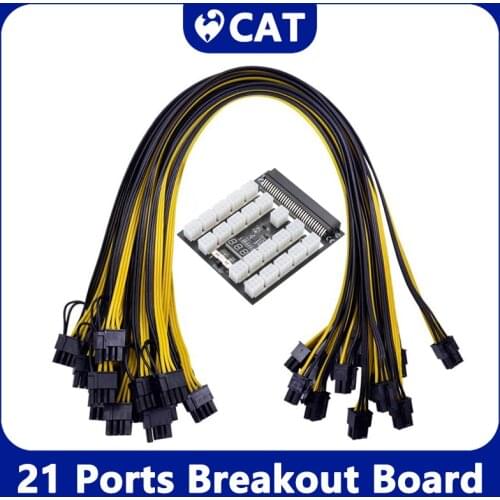 Breakout Board 21/17/12 Ports 6Pin Connector LED Display 12V Power Module For HP 1200W 750W PSU GPU Miner Mining BTC ETH New
