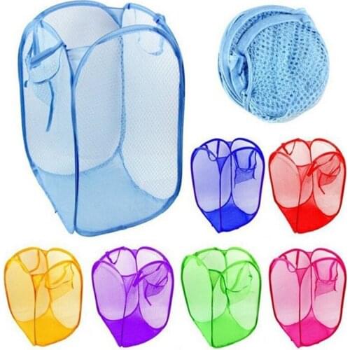 Storage Baskets Laundry Clothes Laundry Basket Bag Foldable Pop Up Easy Open Mesh Laundry Clothes Hamper Basket for College Dorm