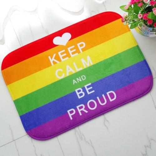 Keep Calm and be Proud LGBT Lesbian Rainbow Bath Mat Non-slip Bathroom Mat Rug Bath Mats Home Kitchen Door Floor Mat Carpet