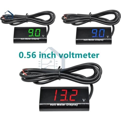 Mini Digital LED Voltmeter IPX6 Waterproof 0.56 Inch DC 3-18V for Auto car Electric motorcycle Voltage meter Volt tester 5V 12V