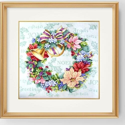 House Decoration Christmas Wreath Counted Cross Stitch Kit 14ct Flowers handicraft and art embroidery set needlework European