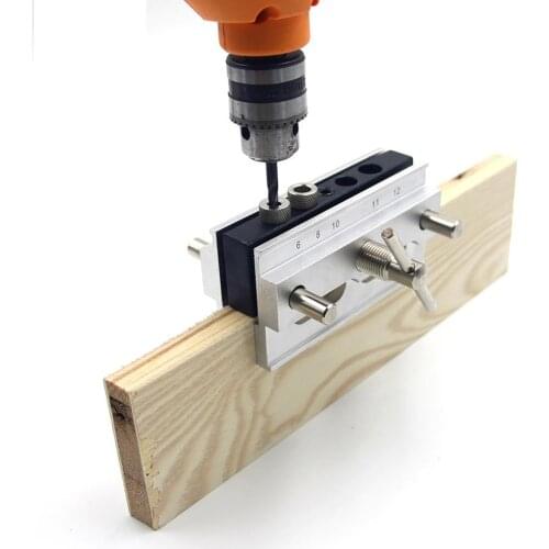 Woodworking Self-Centering Doweling Jig Kit Drill Guide Set With 1/4'' 3/8'' 5/16'' Drill Bushings Hole Jig Puncher Tools