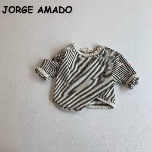 2021 New Korean Style Spring Kids Girls Boys Shirts Long Sleeves Top Striped Blouses Casual Style Children Clothes E7367