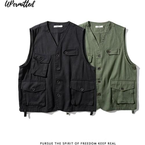2021 Autumn NEW Pockets Work Mens Fashion Street Loose Casual Tactical Coat Mens Solid Color Warm Vests Sleeveless Top Hot Sale