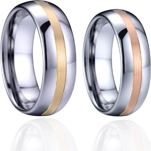 Custom Real 14k rose/yellow male gold ring men female wedding band couple tungsten rings for women