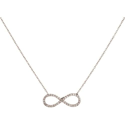 Silver Plain Infinity Symbol Necklace Women Handmade Silver Necklace Solid 925 Sterling Silver Turkish Women Jewelry