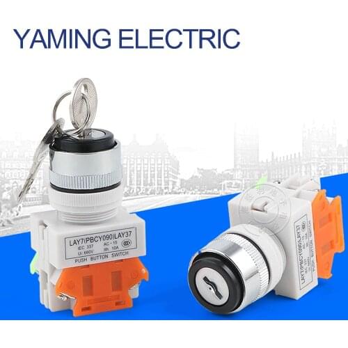P230 Rotary switch with key 2 position/3 position 22mm LAY37-11Y2 20Y3 10A Flush Push button Switch 1NO/1NC 4 screws