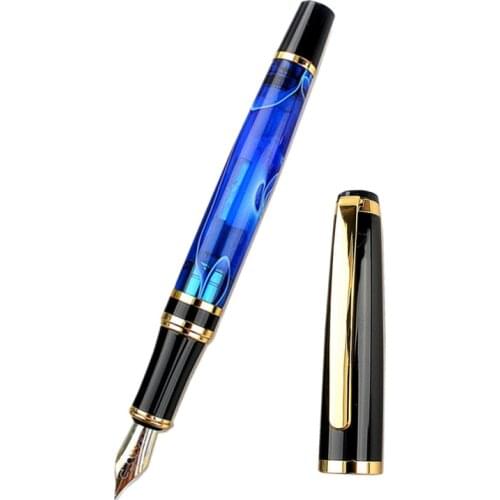 High-quality new Marble Celluloid Fountain Pen 0.5MM Nib Black-Gray Gift ink Optional Writing Gift Pen
