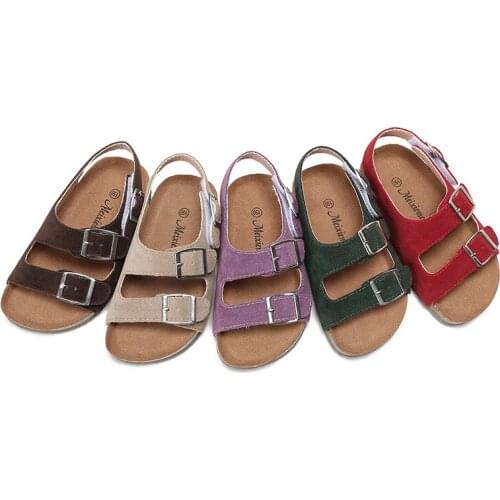 2021 Summer Boys Girls Buckle Punk Leather Sandals For Kids Children School Soft Non-slip Brown Toddler Beach Shoes 4-12 Years