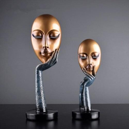 Modern Human Meditators Abstract Lady Face Character Resin Statues Sculpture Art Crafts Figurine Home Decorative Display