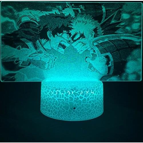 Anime LED Light 3D Illusion Picture Lamp My Hero Academia Bakugou Kastsuki Alarm Clock Base Bedroom Nightlight For Kid Fans Gift