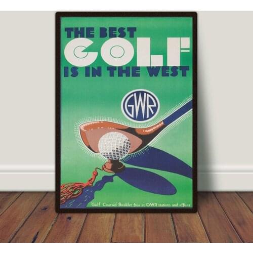Golf Vintage Poster Man Cave Wall Decor Best Golf In West Retro Wall Art Canvas Print Sports Painting Picture Mens Room Decor