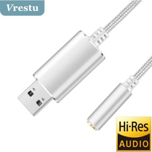 External USB Sound Card Cable Adapter USB to 3.5mm Jack M-F Audio Earphone Microphone HD Stereo Audio Adapter for Laptop Desktop