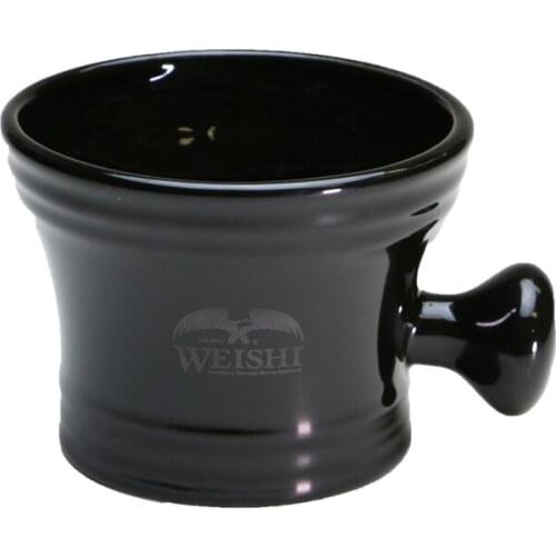 WEISHI High Quality Shaving Bowl Black Ceramic Shaving Mug Classical Soap Cup 1 pc