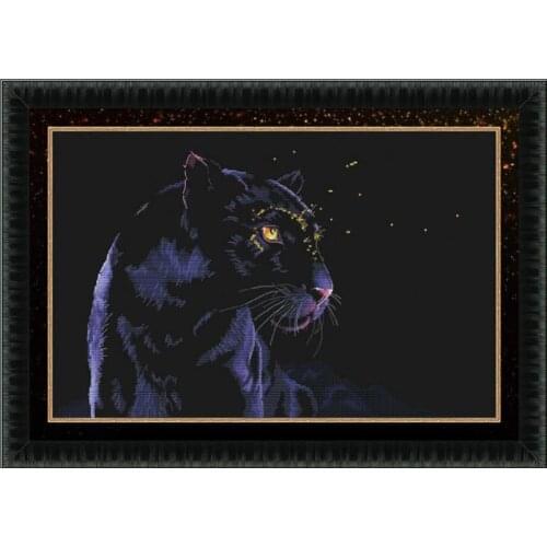 Top Quality Hotsell Lovely Counted Cross Stitch Kit Black Leopard Panther In The Dark