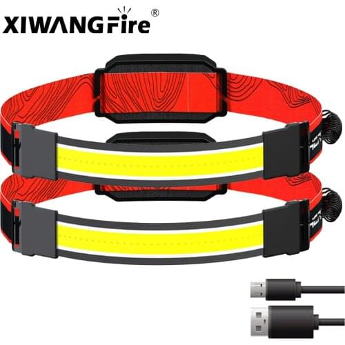 Xiwangfire USB Rechargeable LED Headlamp Super Bright COB Headlight 3 Modes Built-in Battery Head-mounted Portable Headlight