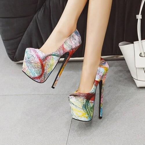 Lady Platform Sexy Microfiber High Heels 20cm Sexy Shoes Women Pumps Party Wedding Shoes Woman Shoe plus size 33-50 YM-301