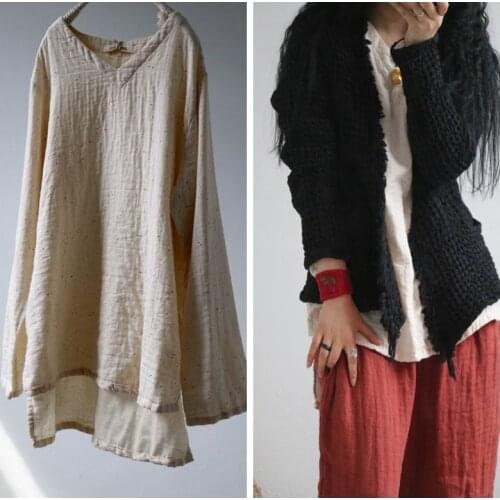 Women Cotton Linen V neck Tees Shirts Ladies Loose Dot Simple T-shirt Female 2019 Spring Autumn Tee Shirt Tops