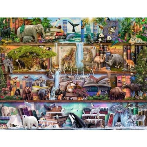 Animals Waterfalls 5D Diy Diamond Painting Cross Stitch Diamond Embroidery Wild Kingdom Shelves Crafts Mosaic Home Decor Posters