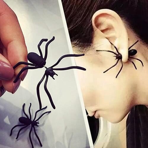 Boy Girl 1 Pc Funny Weird Big Black Spider Ear Stud Punk Style Earring Jewelry AT7W