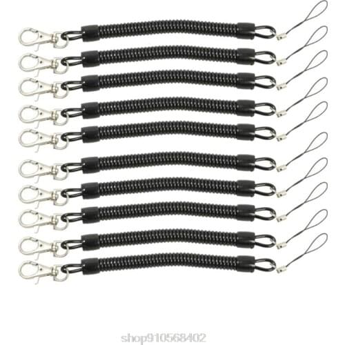 10Pcs Black Coil Springs Keychain Cellphone Snap Hook Holder Retractable Coil Cord Key Chain Holder O07 20 Dropshipping