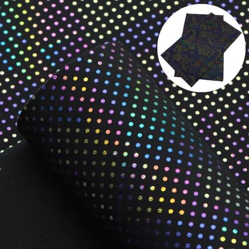 20*33cm Colorful Gold Magic Color Dots Synthetic Leather Faux Synthetic Leather fabric For Bow DIY Handmade Materials,1Yc14326