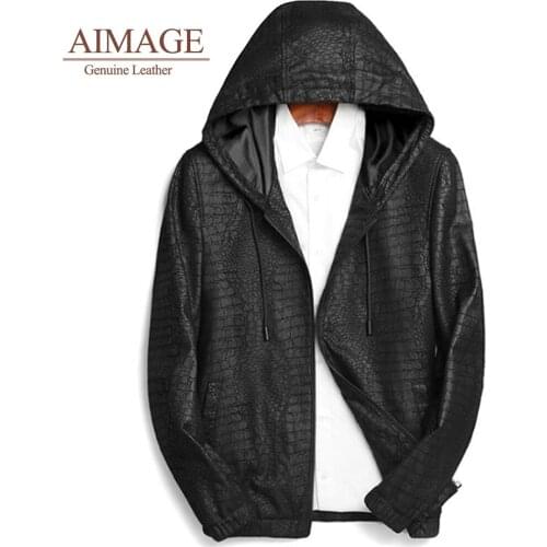 2021 New Natural leather Jacket mens Haining 100% real sheepskin Leather coat hooded jacket casual coat M-3XL PY060