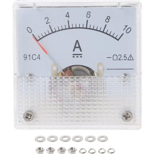 91C4 Ammeter DC Analog Current Meter Panel Mechanical Pointer 1/2/3/5/10/20/30/50/100/200/300/500mA A