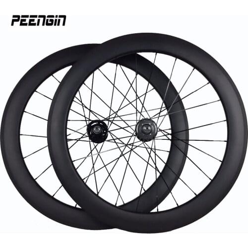 Attactive carbon wheels closeout 25mm width U Shape 60mm tubular carbon wheels for track bikes with Novatec/Powerway hubs