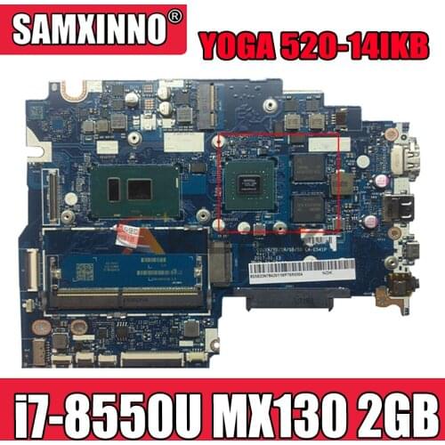 Akemy For Lenovo YOGA 520-14IKB Flex 5-1470 Laptop Motherboard LA-E541P CPU i7-8550U GPU MX130 2GB Tested 100% Work