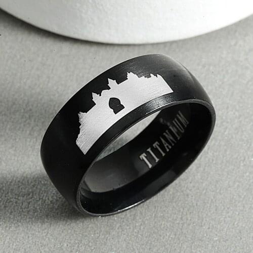 Arabic Islamic Scripture Rings Mosque Stainless Steel Ring Wings Of Liberty Flag Finger Rings For Men Women Jewelry Anime Fans