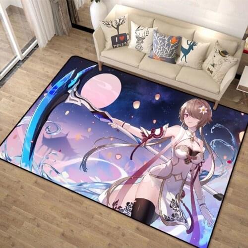 Large Honkai Impact Floor Rug Carpet Bedroom Big Doormat Non-slip Mat Anime Gifts