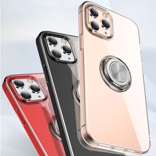 For Apple iphone 12 Pro Max Case With Ring Stand Magnet Soft Transparent Protective Back Cover case for iphone 12 12pro 12max