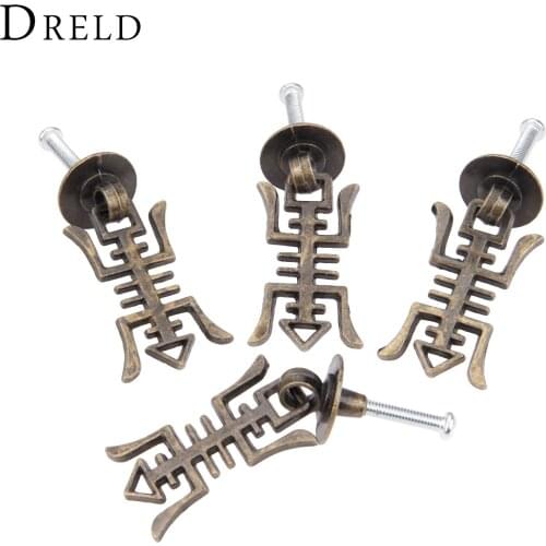 DRELD 4Pcs Antique Bronze Furniture Handle Cabinet Knobs and Handles Door Cupboard Drawer Kitchen Pull Handle Furniture Hardware