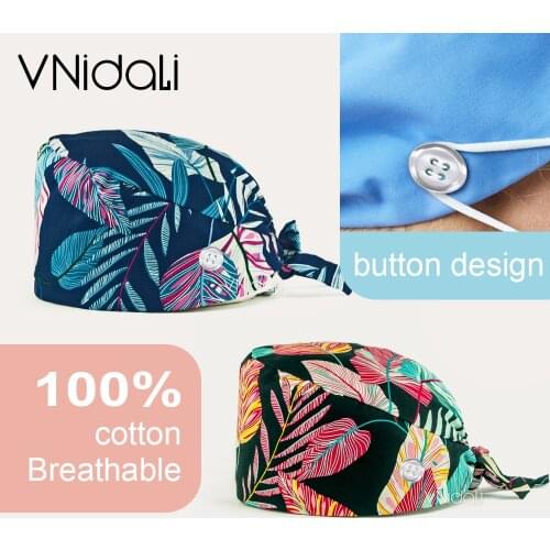 Hospit cap Fashion cotton Cute bird Cartoon print hats adjustable Scrub hat beauty salon nursing cap pet shop lab scrub caps