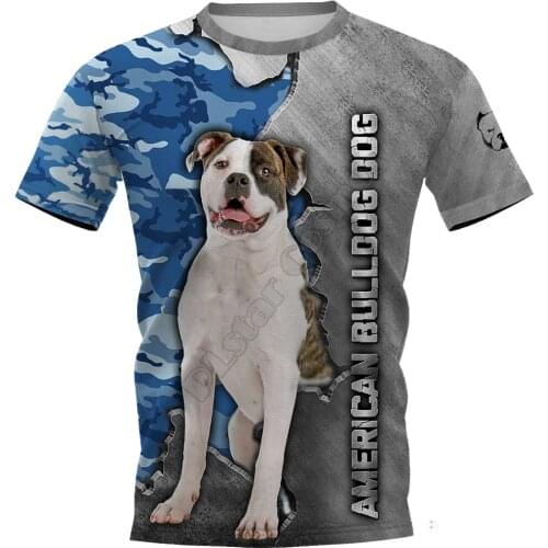 American Bulldog dog 3D Printed t shirts women for men Summer Casual Tees Short Sleeve T-shirts Funny Animals Short Sleeve 02
